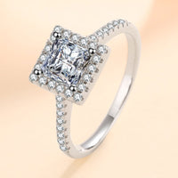 Sterling Silver Square Moissanite Ring