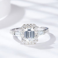 1 Carat Moissanite Geometric 925 Sterling Silver Ring