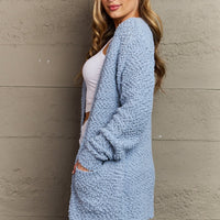 Zenana Falling For You Full Size Open Front Popcorn Cardigan