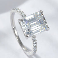 Emerald Cut 4 Carat Moissanite Side Stone Ring