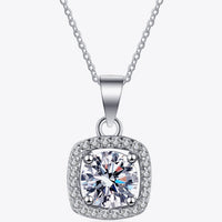 Moissanite Square Pendant Chain Necklace