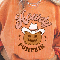 HOWDY Pumpkin Graphic Ribbed Sweatshirt