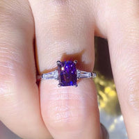 1 Carat Moissanite Platinum-Plated Rectangle Ring in Purple