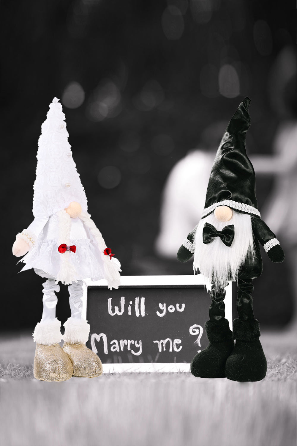 Wedding Bow Detail Pom-Pom Telescopic Leg Gnome