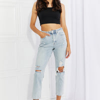 VERVET Stand Out Full Size Distressed Cropped Jeans