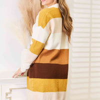 Woven Right Color Block Dropped Shoulder Cardigan