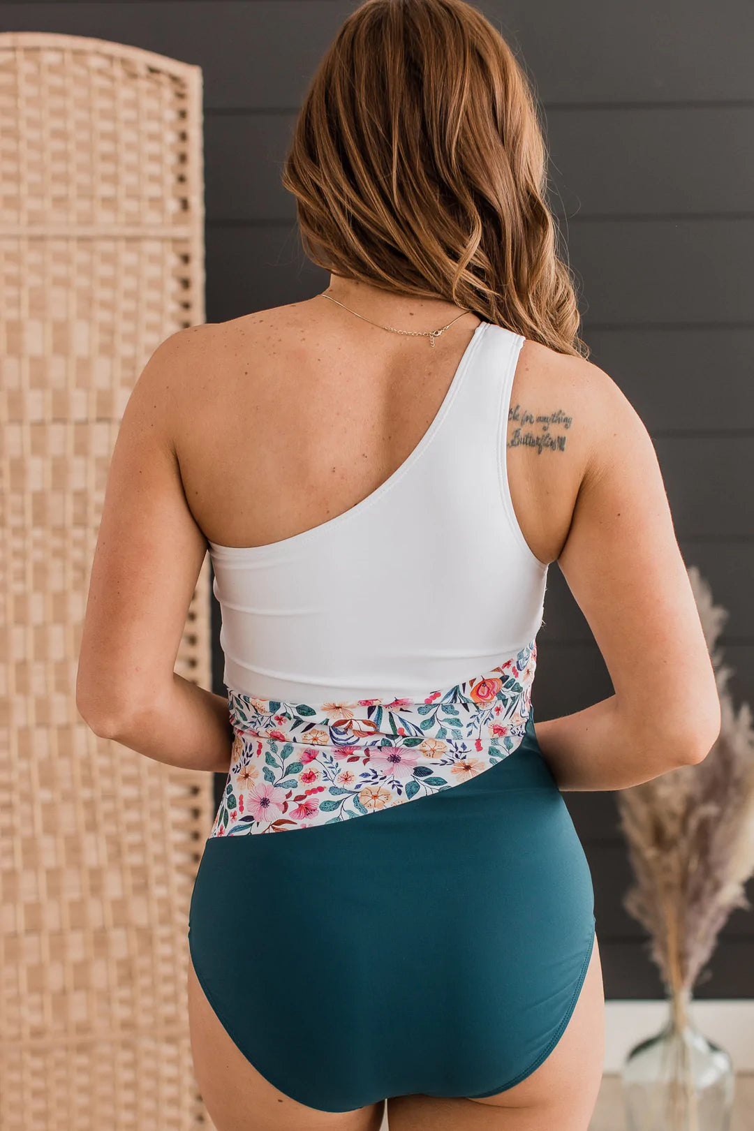Tropical Dreams One-Piece Swimsuit- Teal & Ivory Floral