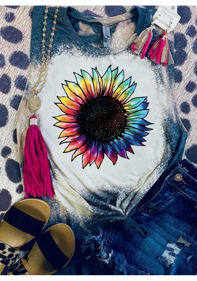 Rainbow sunflower tee