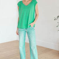 Ruched Cap Sleeve Top in Emerald