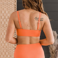 Coastal Vibes CrissCross Swim top in bright orange
