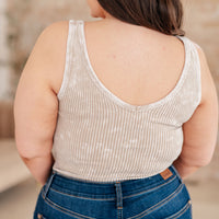 Effortless Reversible Mineral Wash Ribbed Tank in Ash Mocha