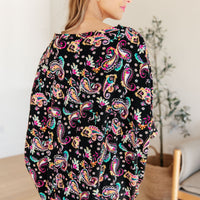 Essential Blouse in Black and Pink Paisley