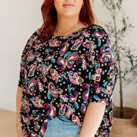 Essential Blouse in Black and Pink Paisley