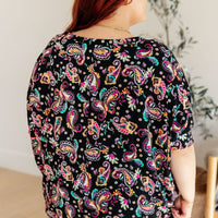 Essential Blouse in Black and Pink Paisley