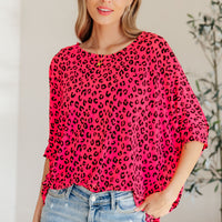 Essential Blouse in Hot Pink Leopard