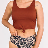 Ribbed front knit Tankini top- rust