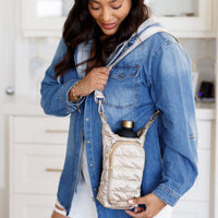 Gotcha Girl Puffer Tumbler Tote in Gold