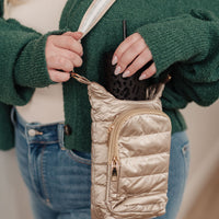 Gotcha Girl Puffer Tumbler Tote in Gold