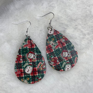 Plaid Santa Earrings