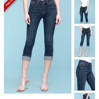 Non-distressed cuffed capri