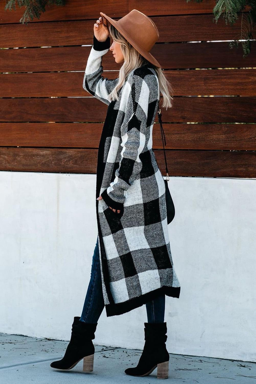 Cozy Plaid Duster Cardigan