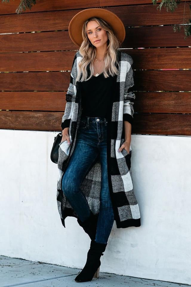 Cozy Plaid Duster Cardigan