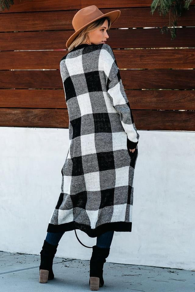 Cozy Plaid Duster Cardigan