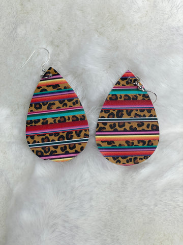 Leopard print rainbow earrings