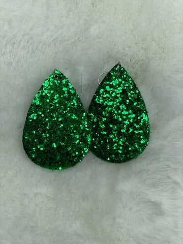 green glitter earrings