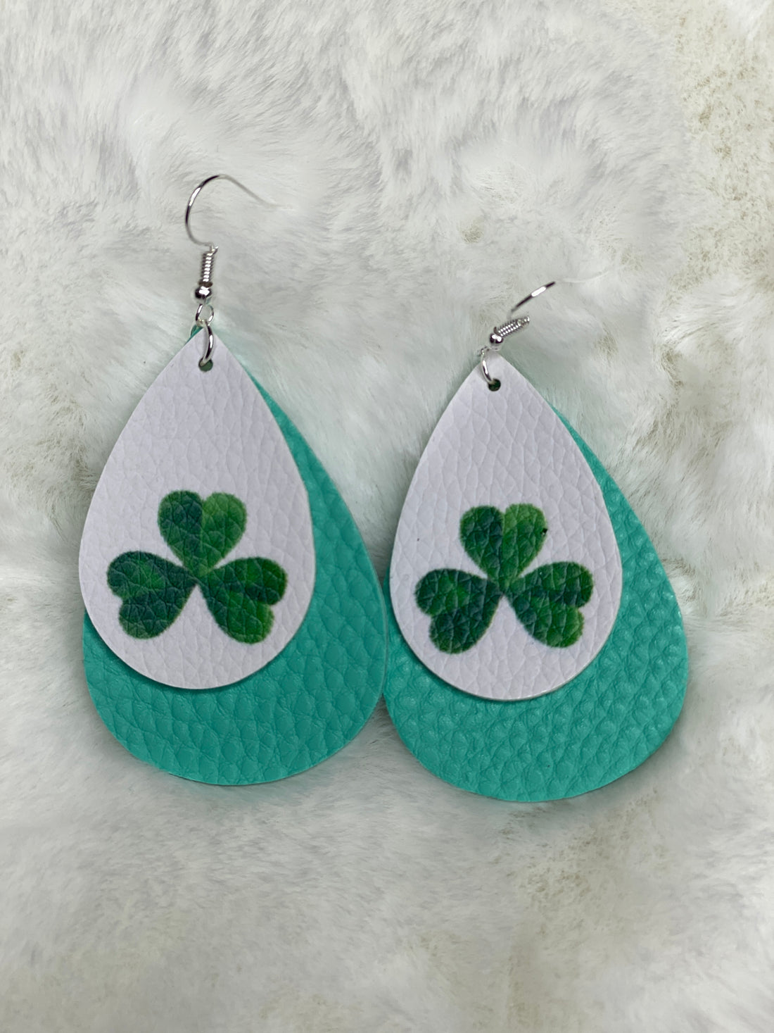 Two-layer 4 leaf clover earrings