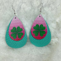 Two-layer 4 leaf clover earrings