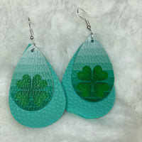 Two-layer 4 leaf clover earrings