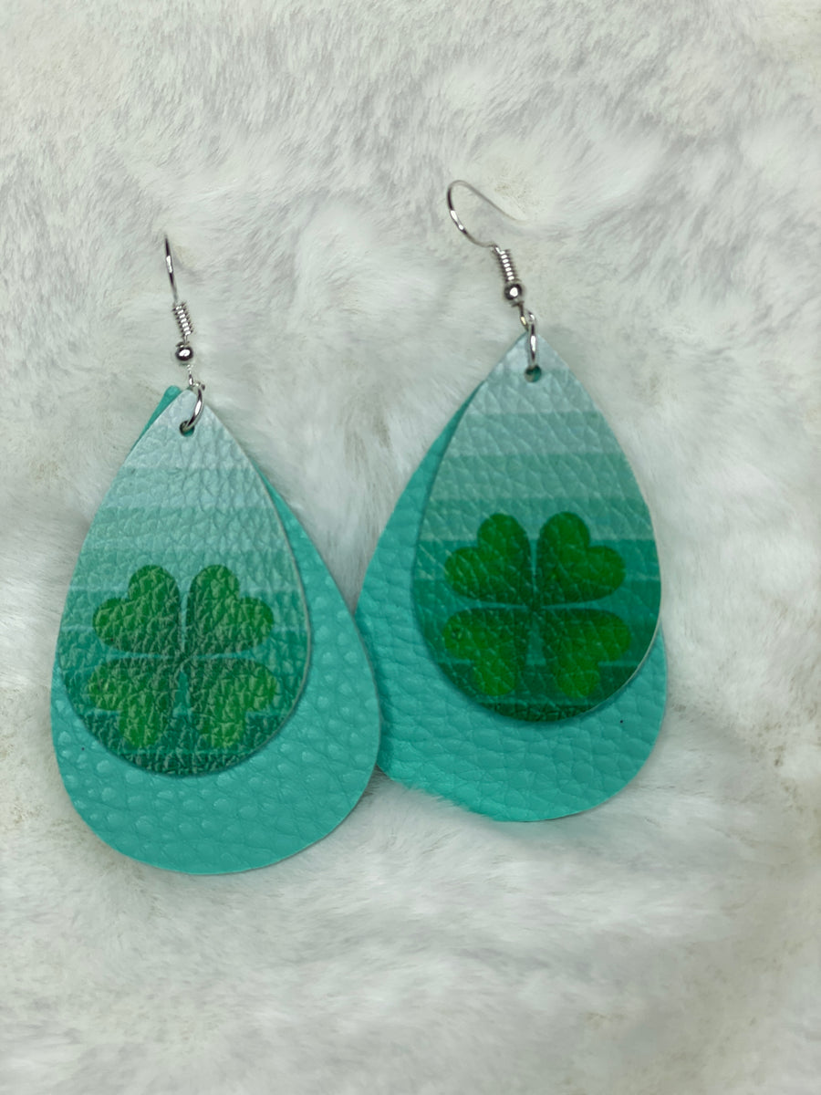 Two-layer 4 leaf clover earrings