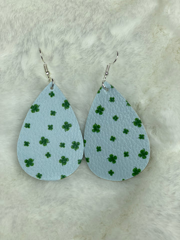 sky blue clover earrings