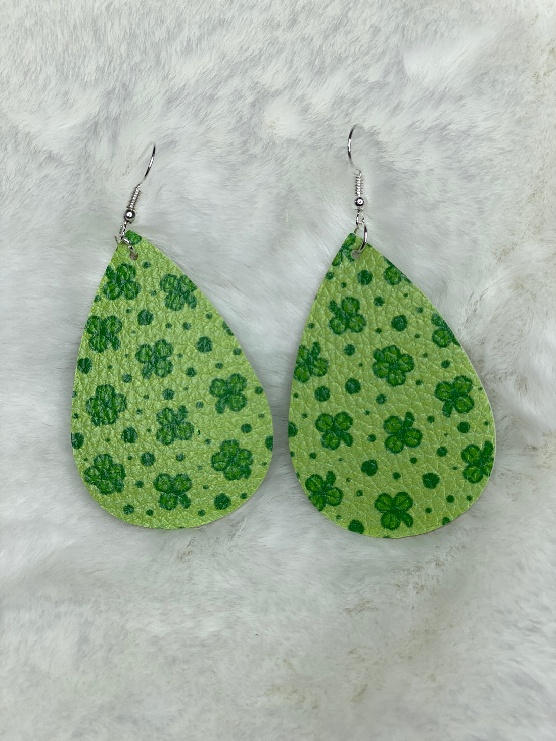 green on green clover earrings