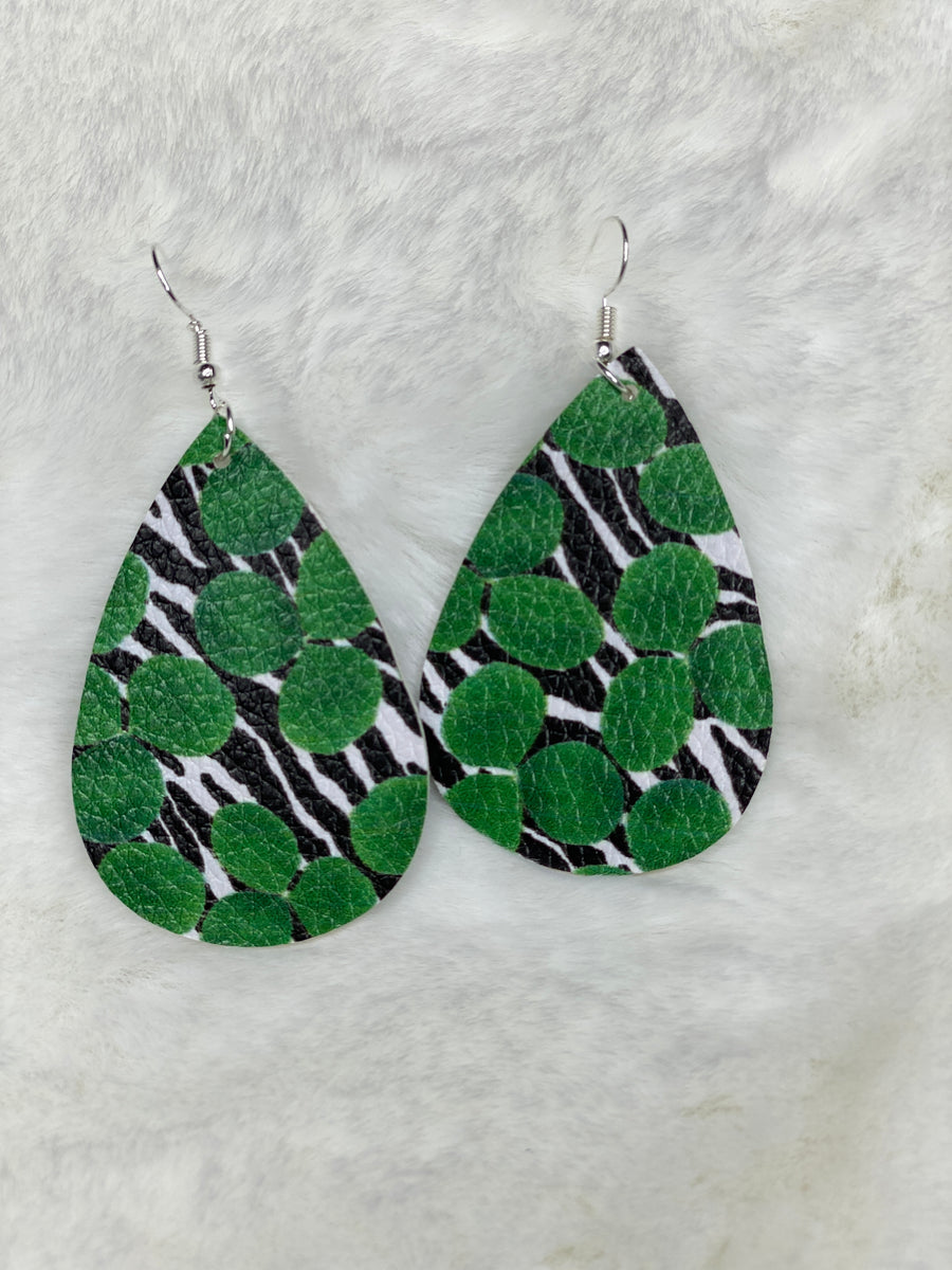 zebra clover earrings