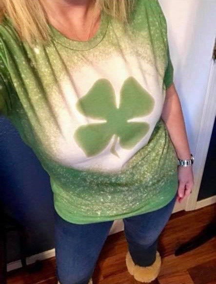 Acid wash clover tee