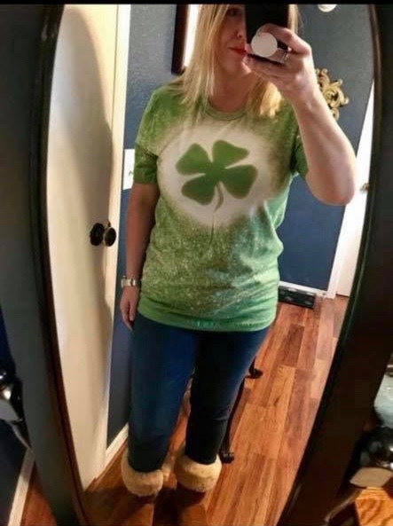 Acid wash clover tee