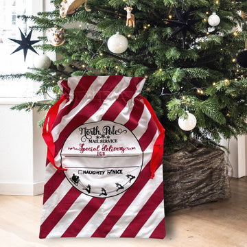 Striped Santa Sack in Red