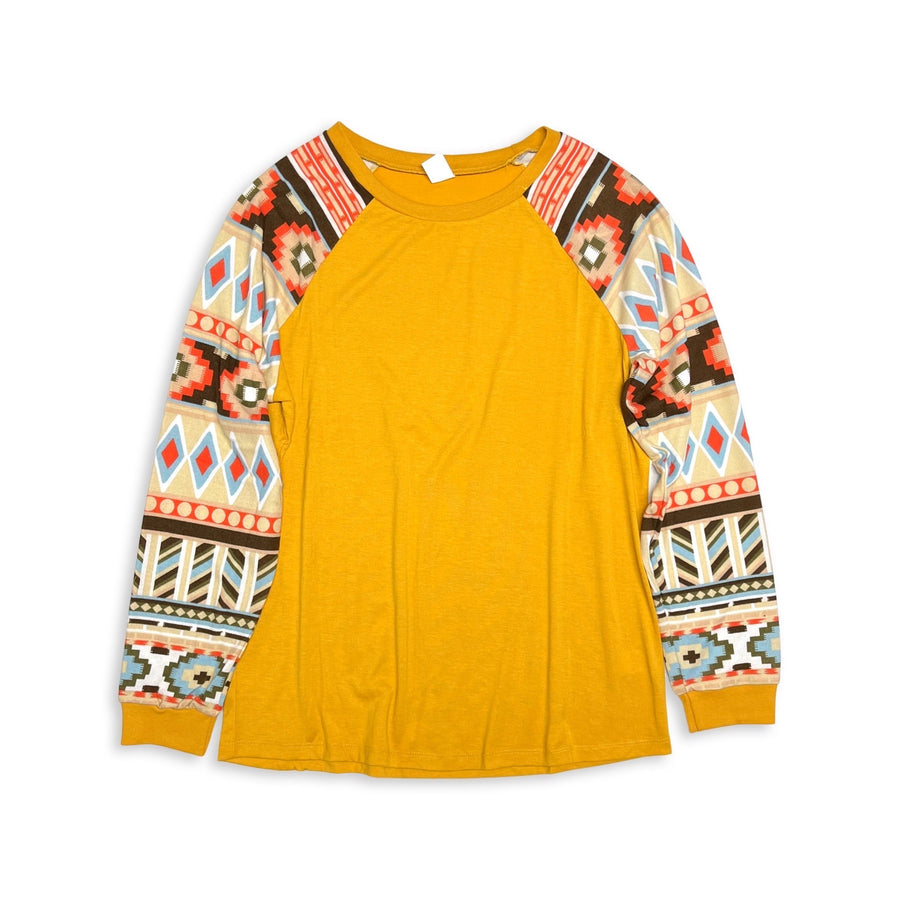 Daydreamer Aztec Top in Mustard