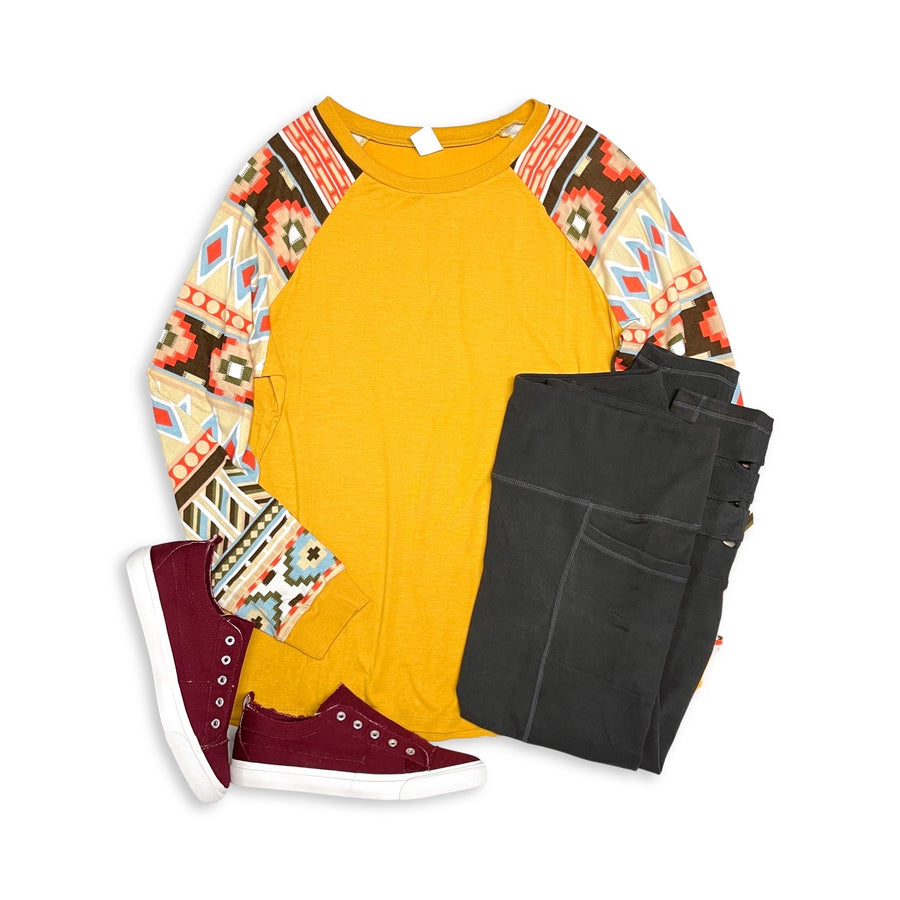 Daydreamer Aztec Top in Mustard