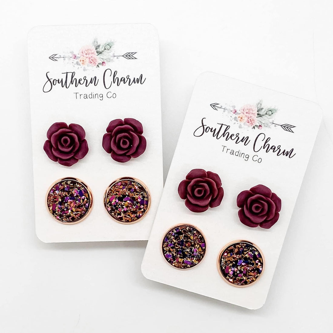 Burgundy Rose earring