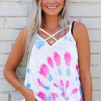 Caged spiral tie dye tank