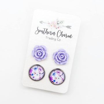 Purple rose Earrings