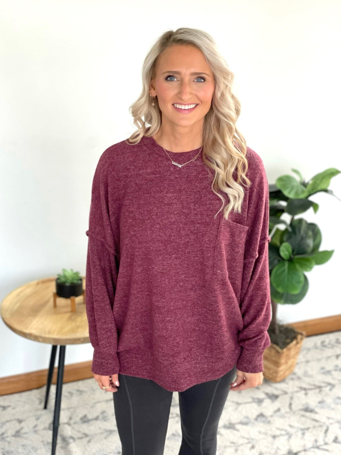 Say Something Sweater in Burgundy