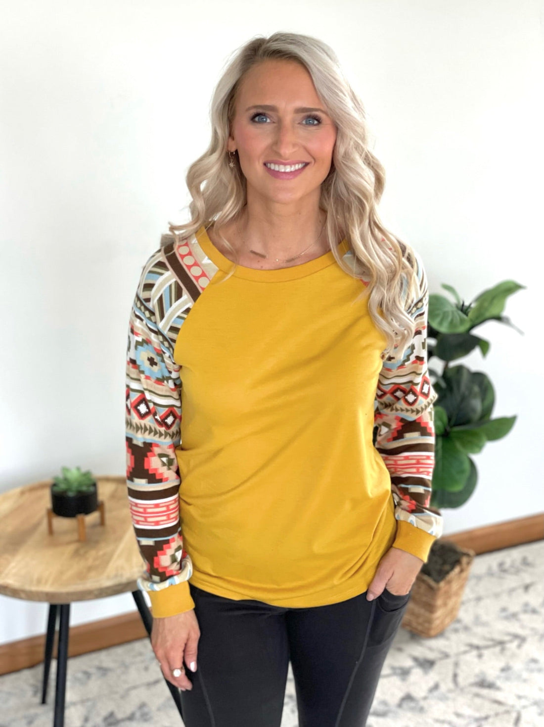 Daydreamer Aztec Top in Mustard