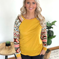 Daydreamer Aztec Top in Mustard