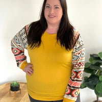 Daydreamer Aztec Top in Mustard