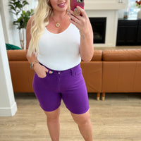 Jenna High Rise Control Top Cuffed Shorts in Purple