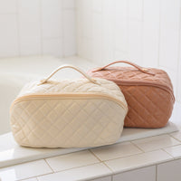 Large Capacity Quilted Makeup Bag in Pink